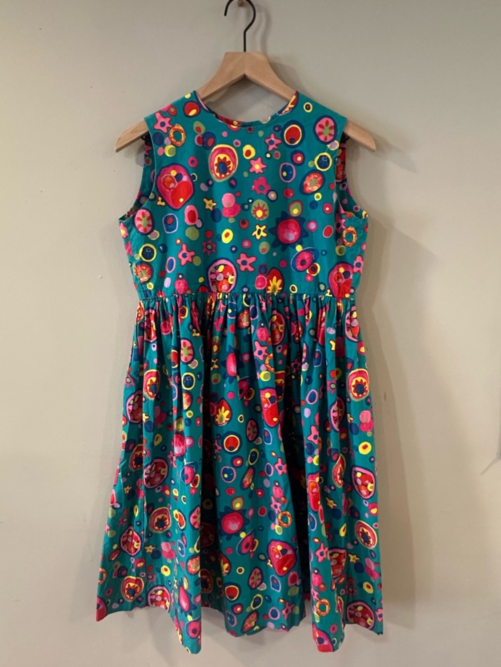 90s Vintage Teal Sleeveless Swing Dress
